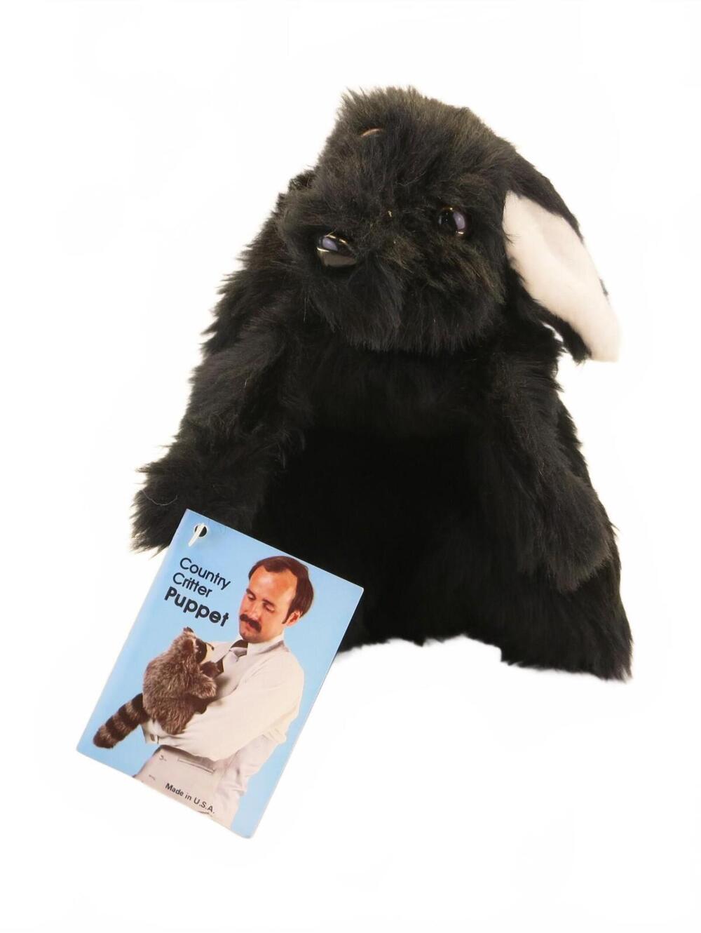 Vintage Country Critter Black Bunny Rabbit Hand Puppet 14"